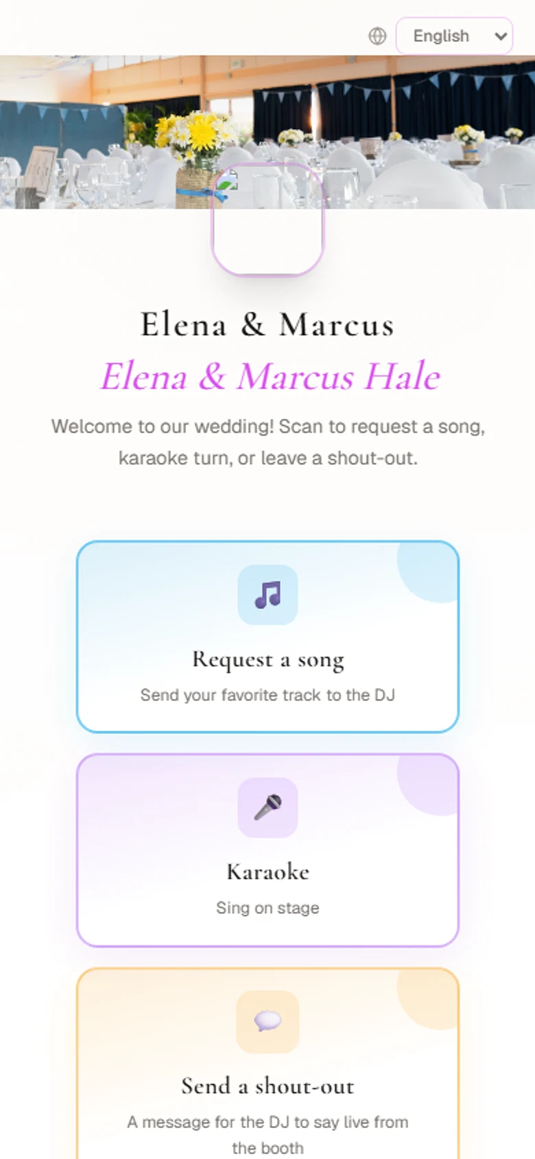 Guest QR portal for songs and karaoke